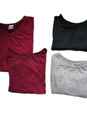 5/$50 Blank Unworn Women's V-Neck and Crewneck Top Set - Black, Grey, Burgundy